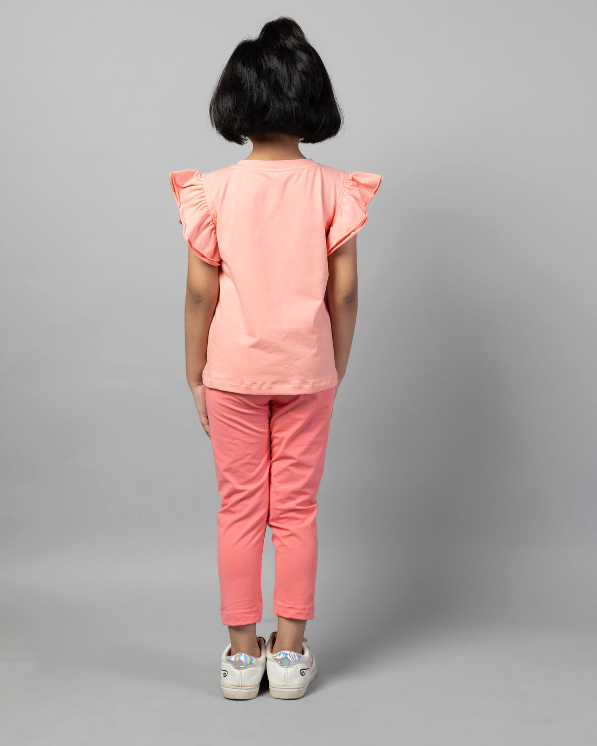 Pink Frill Sleeve Butterfly T-Shirt and Legging Girls Co-ord Set