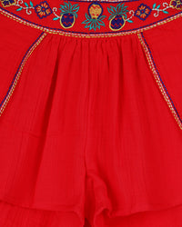 Red Embroidered Girls Skots