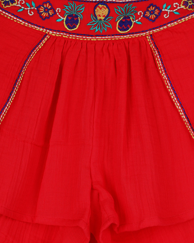 Red Embroidered Girls Skots