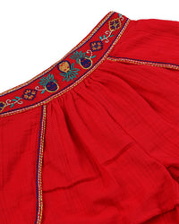 Red Embroidered Girls Skots