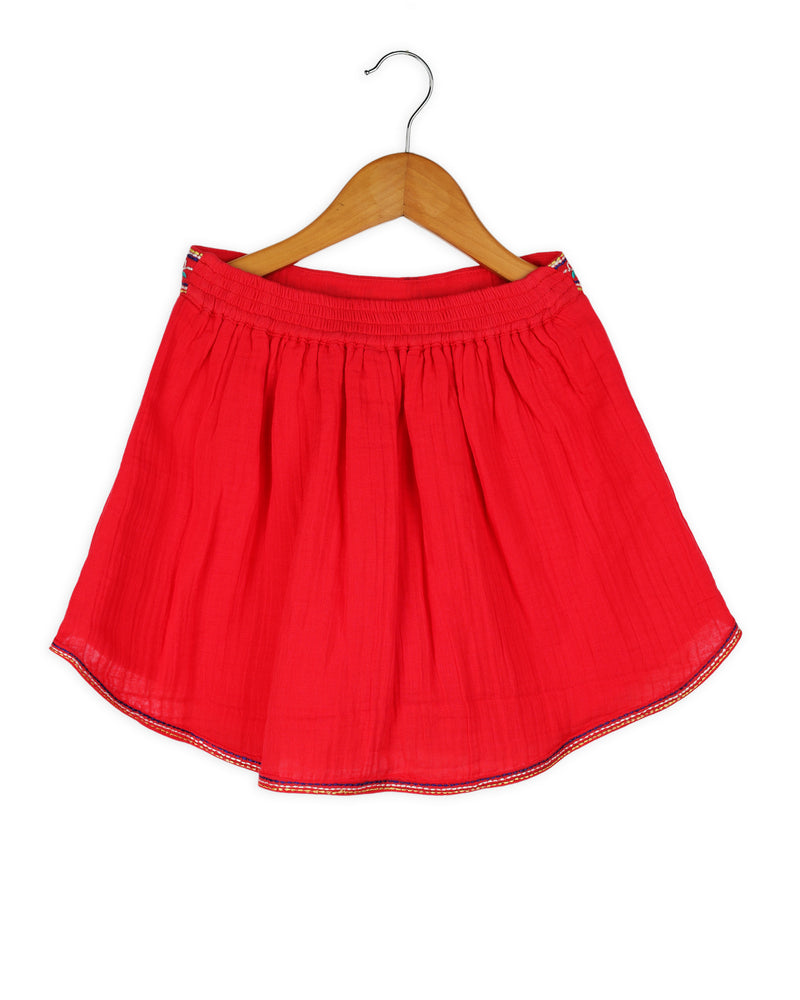 Red Embroidered Girls Skots