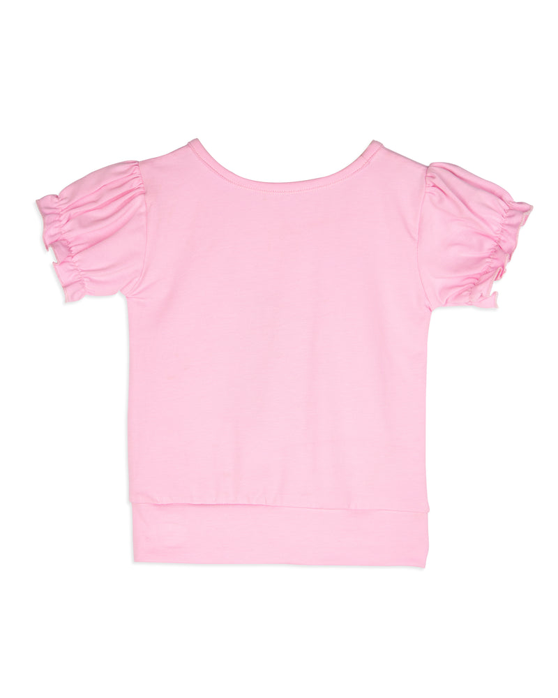 Pink Unicorn Embroidery Cap sleeve Girls T-Shirt