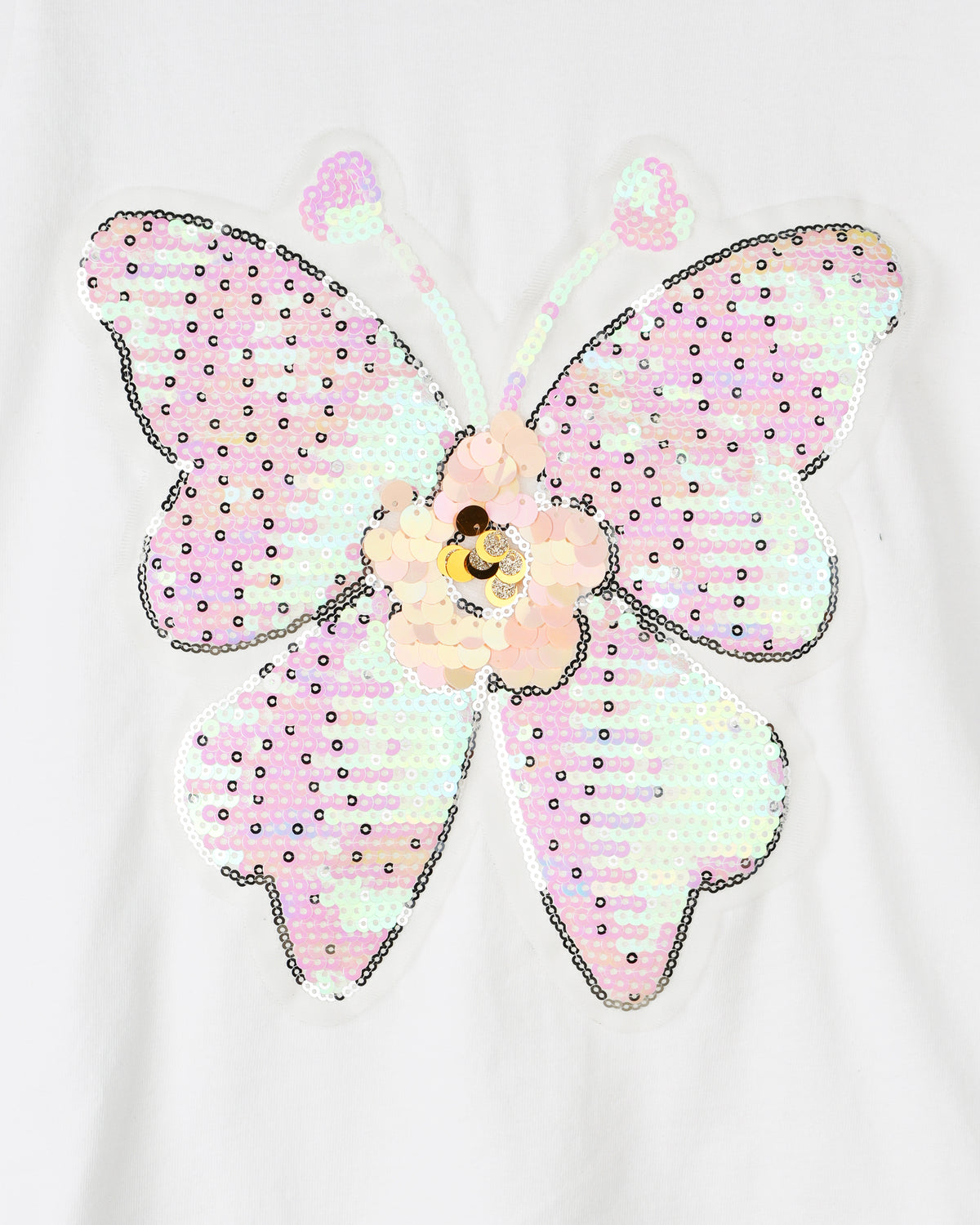 White Half Sleeve Butterfly Printed Girls T-shirt