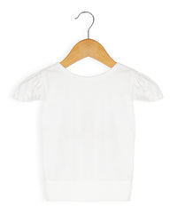 White Unicorn Embroidery Cap Sleeve Girls Top