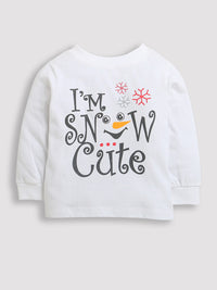 White Snow Cute Full Sleeve Baby Girls T-shirt