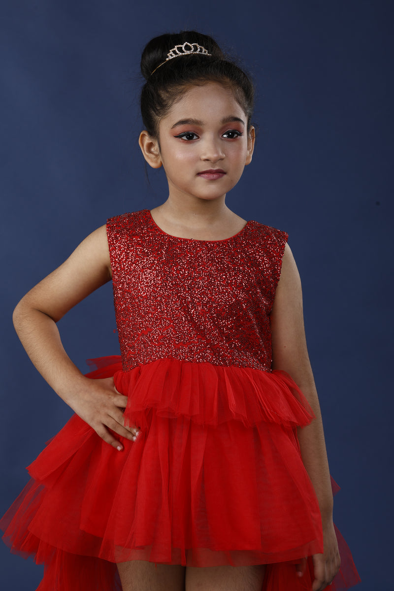 Red Ballerina Dress Layered with Tulle