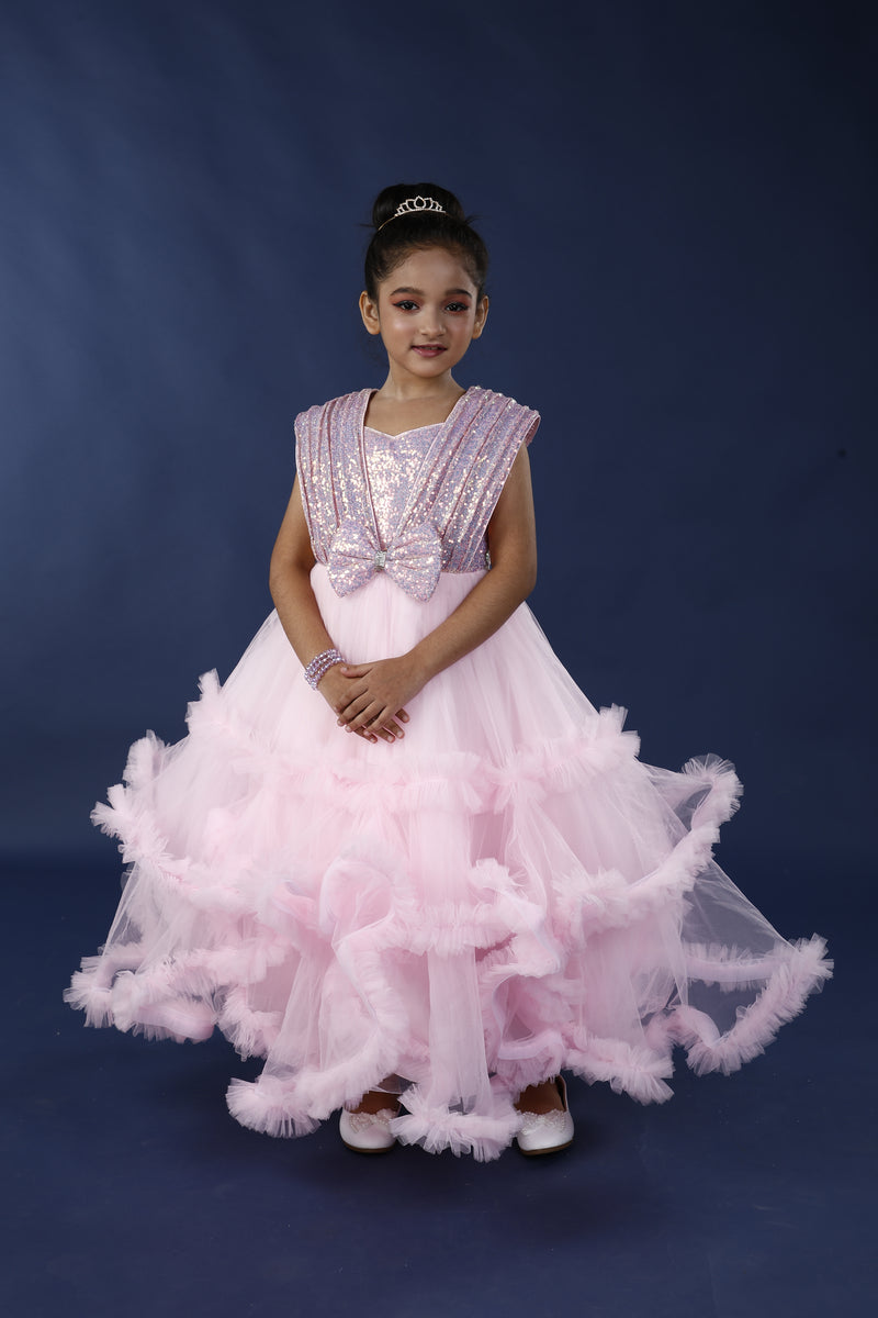 Pink Super Exaggerated Multiple Layer Radiant Princess Gown